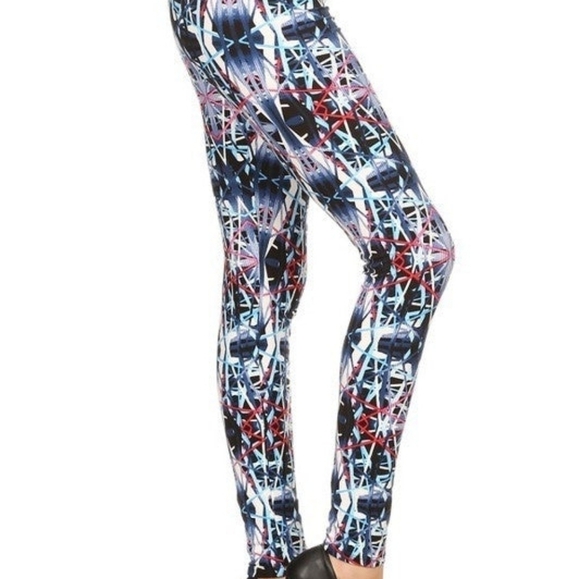 LEGGINGS DEPOT Purple & Pink Abstract Print full length Leggings Size 10 NWT - Picture 4 of 5